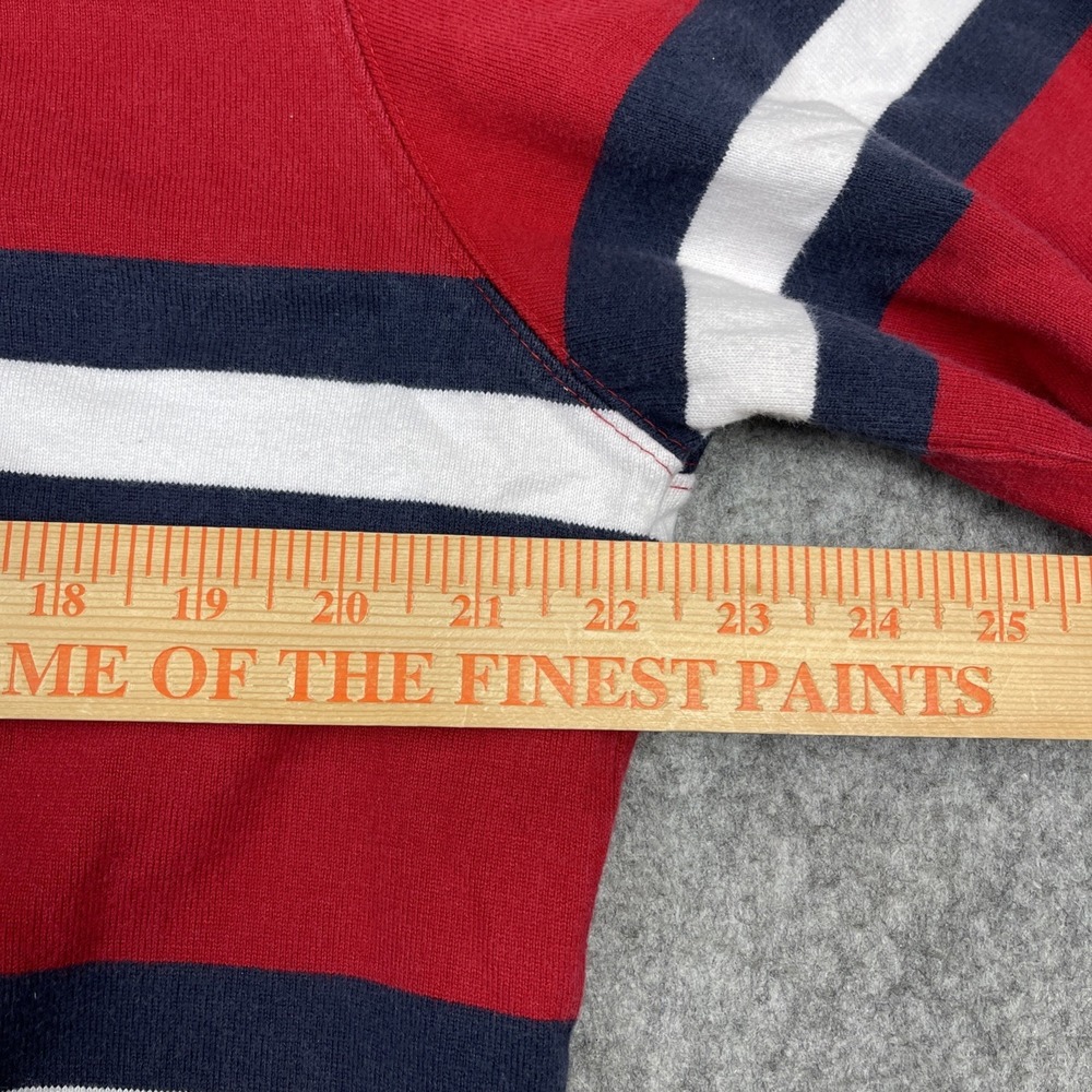 Chaps Striped Rugby Shirt Mens Large Red Blue Long Sleeve Collared 80s Preppy - Picture 6 of 7